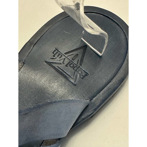 POPOL VUH Mexico handcrafted painted leather blue sandals for women - Picture 6 of 6